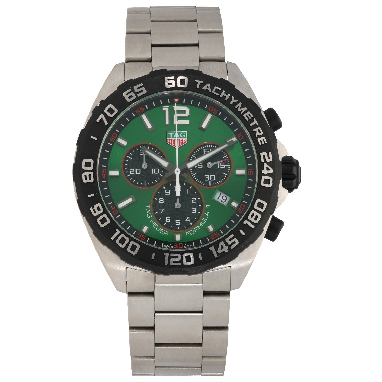 Tag Heuer Formula 1 CAZ101AP, green dial, stainless steel, front 