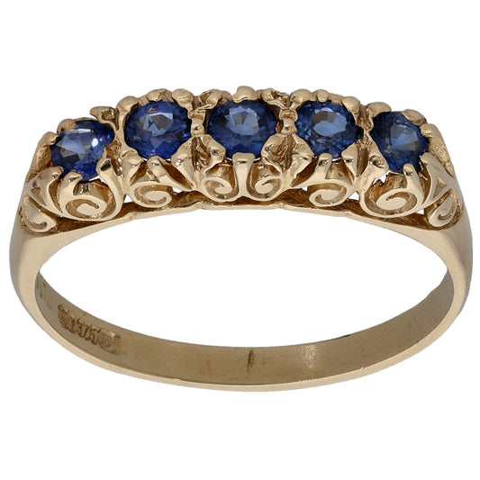 9ct Gold Sapphire Half Eternity Ring Size N