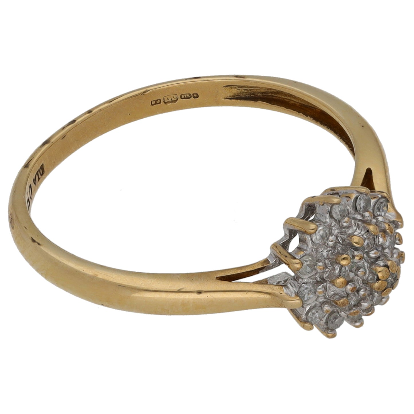 9ct Gold 0.10ct Diamond Cluster Ring Size O