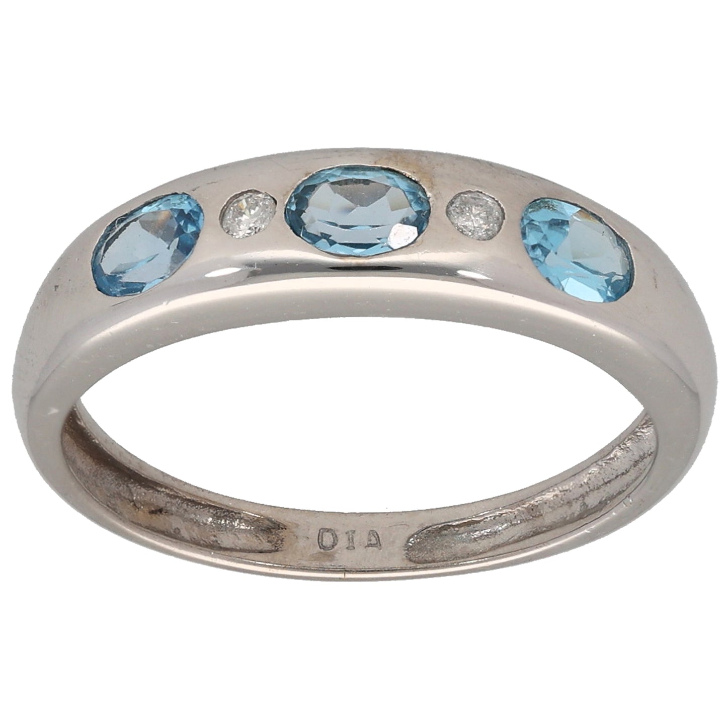 9ct White Gold 0.02ct Diamond & Topaz Dress/Cocktail Ring Size M