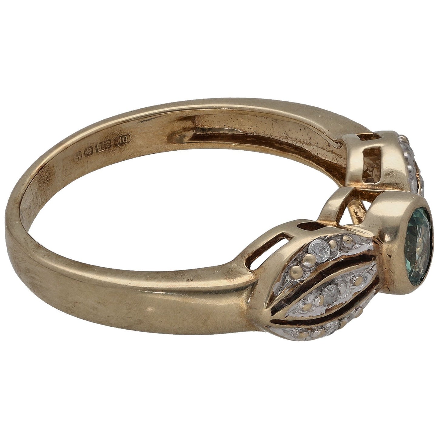 9ct Gold Sapphire & 0.03ct Diamond Dress/Cocktail Ring Size N