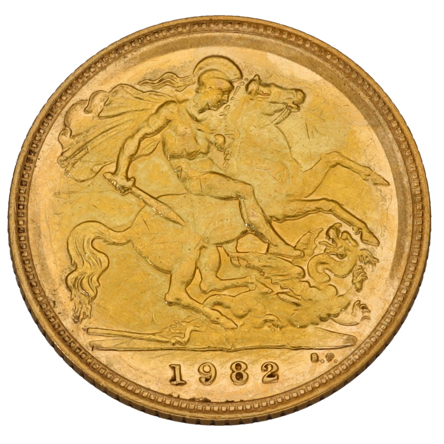 22ct Gold Queen Elizabeth II Half Sovereign Coin 1982