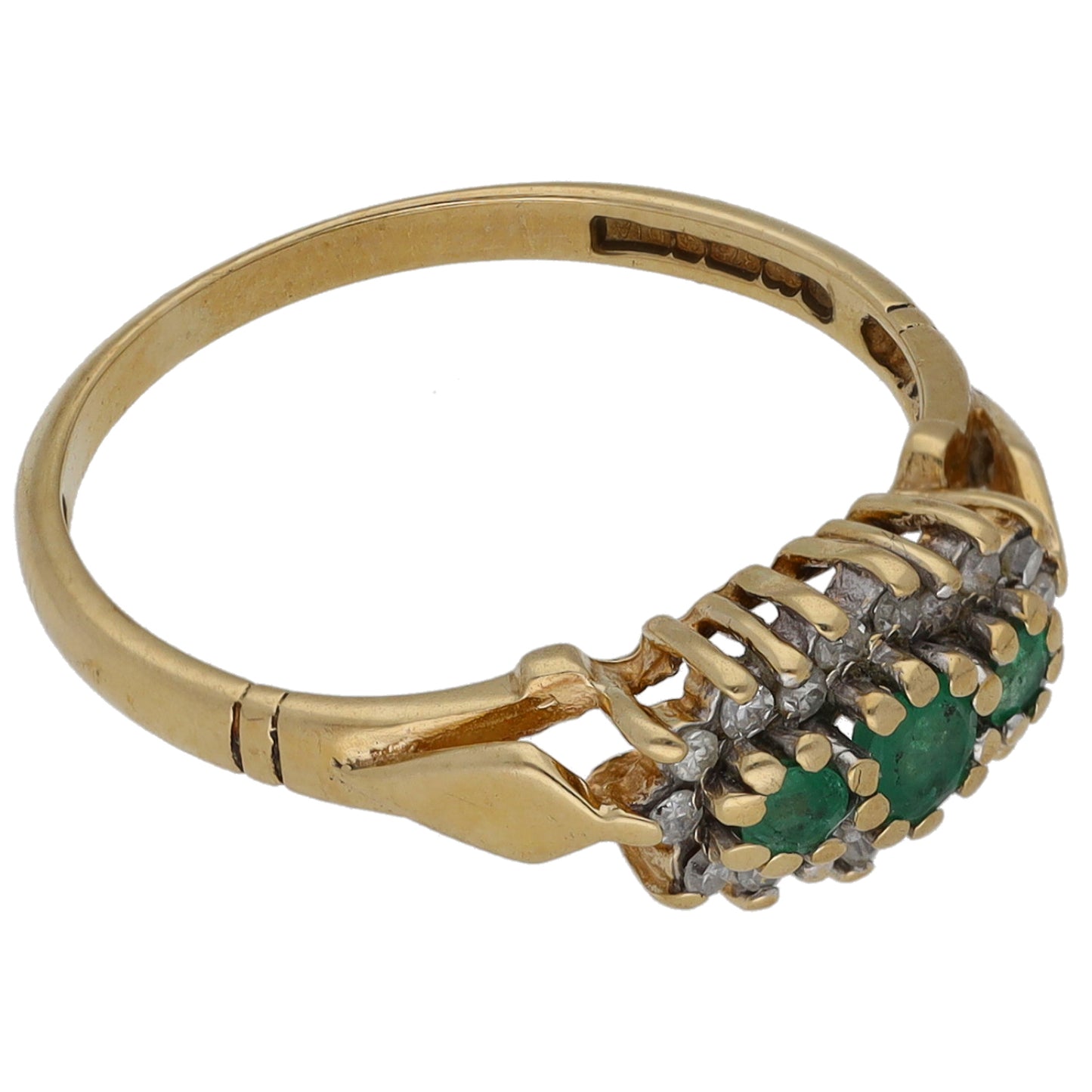 9ct Gold 0.10ct Diamond & Emerald Dress/Cocktail Ring Size K