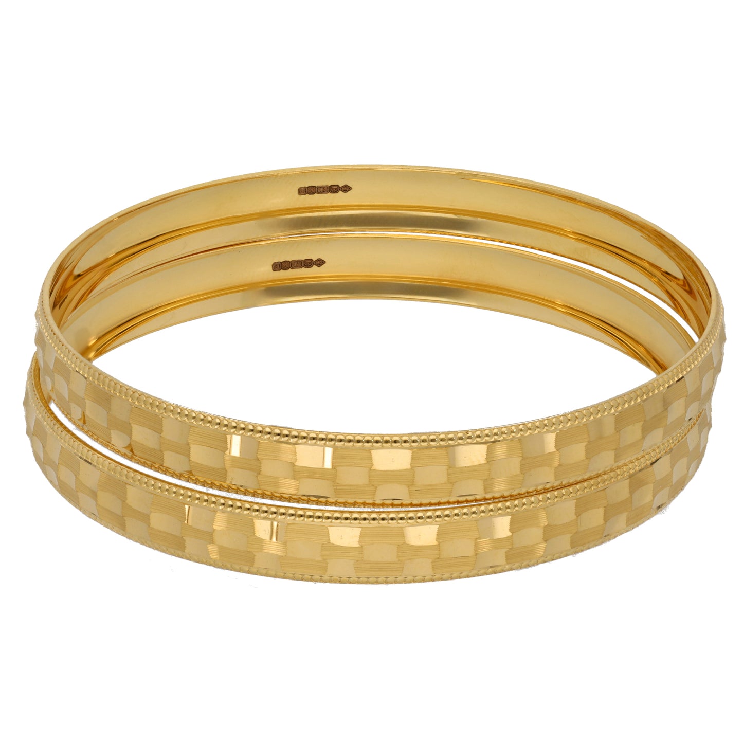 New 22ct Gold Faceted Set Of Bangles