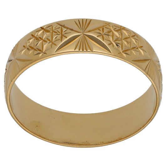 9ct Gold Patterned Wedding Ring Size T