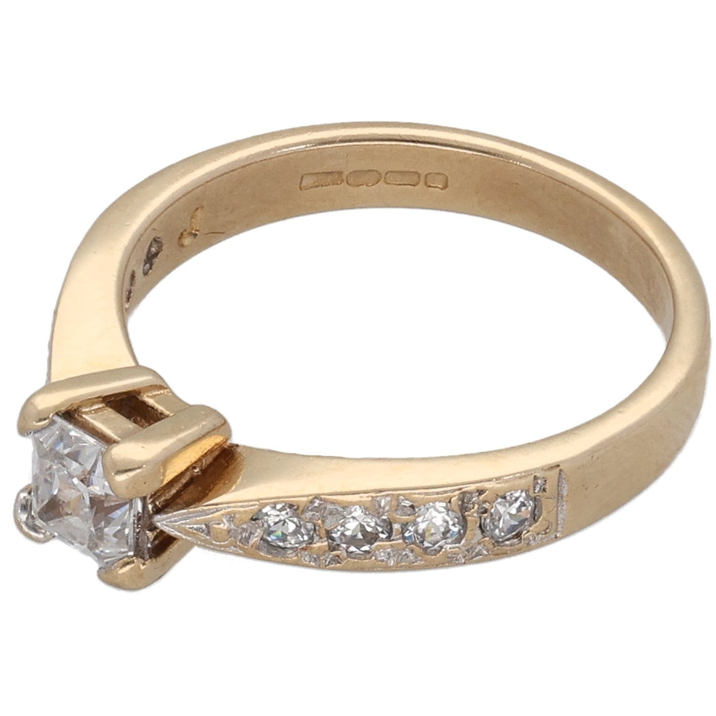 9ct Gold Cubic Zirconia Single Stone Ring With Accents Size K