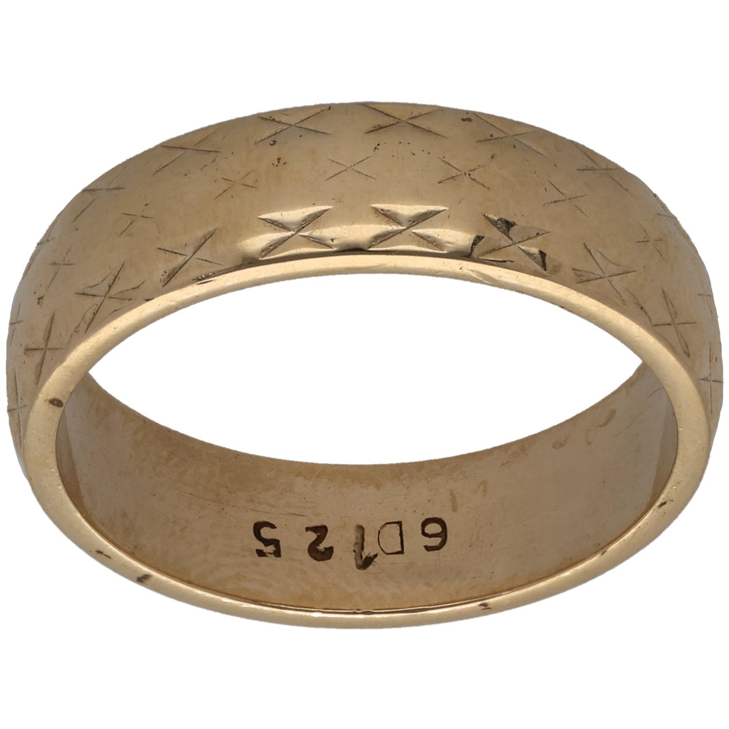 9ct Gold Patterned Wedding Ring Size M