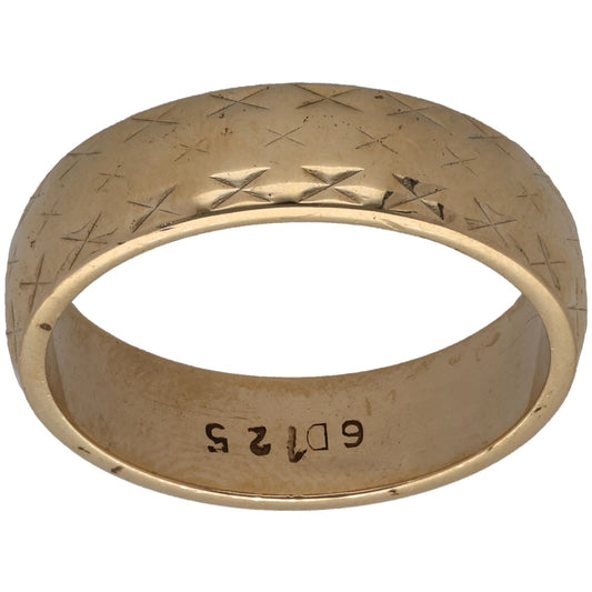 9ct Gold Patterned Wedding Ring Size M