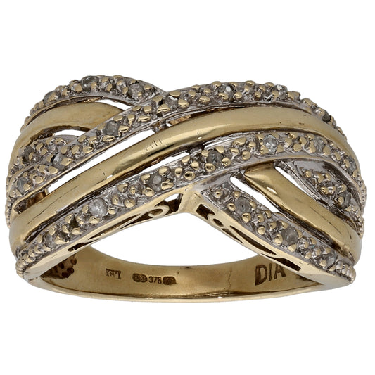 9ct Gold 0.22ct Diamond Dress/Cocktail Ring Size L