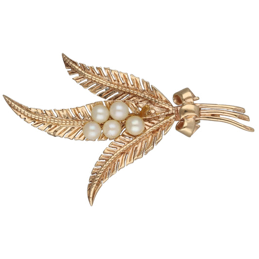 9ct Gold Cultured Pearl Dress Brooch