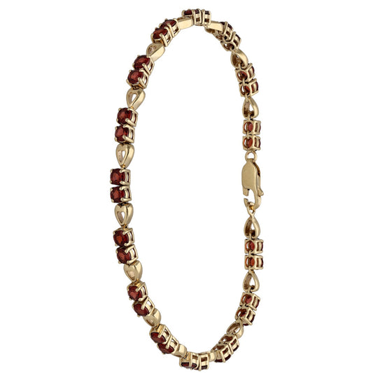 9ct Gold Garnet Fancy Stone Set Bracelet
