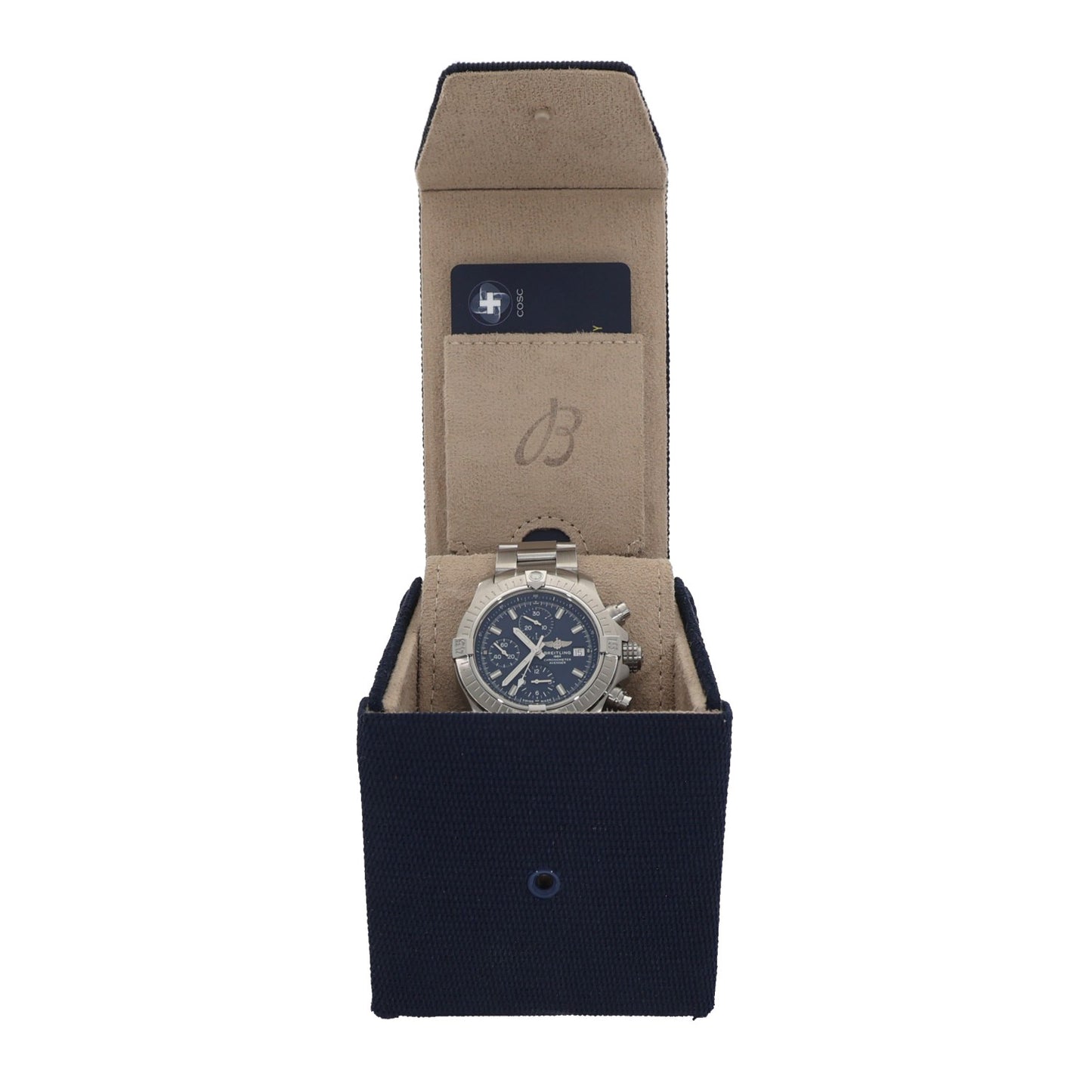 Breitling Chrono Avenger A13385, 43mm case, blue dial