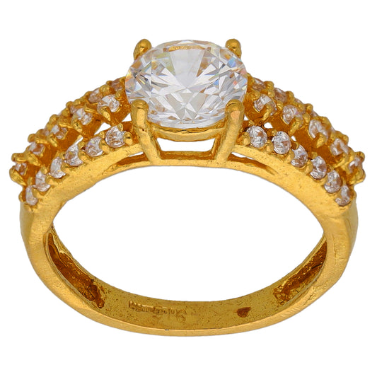 22ct Gold Cubic Zirconia Single Stone Ring With Accents Size K