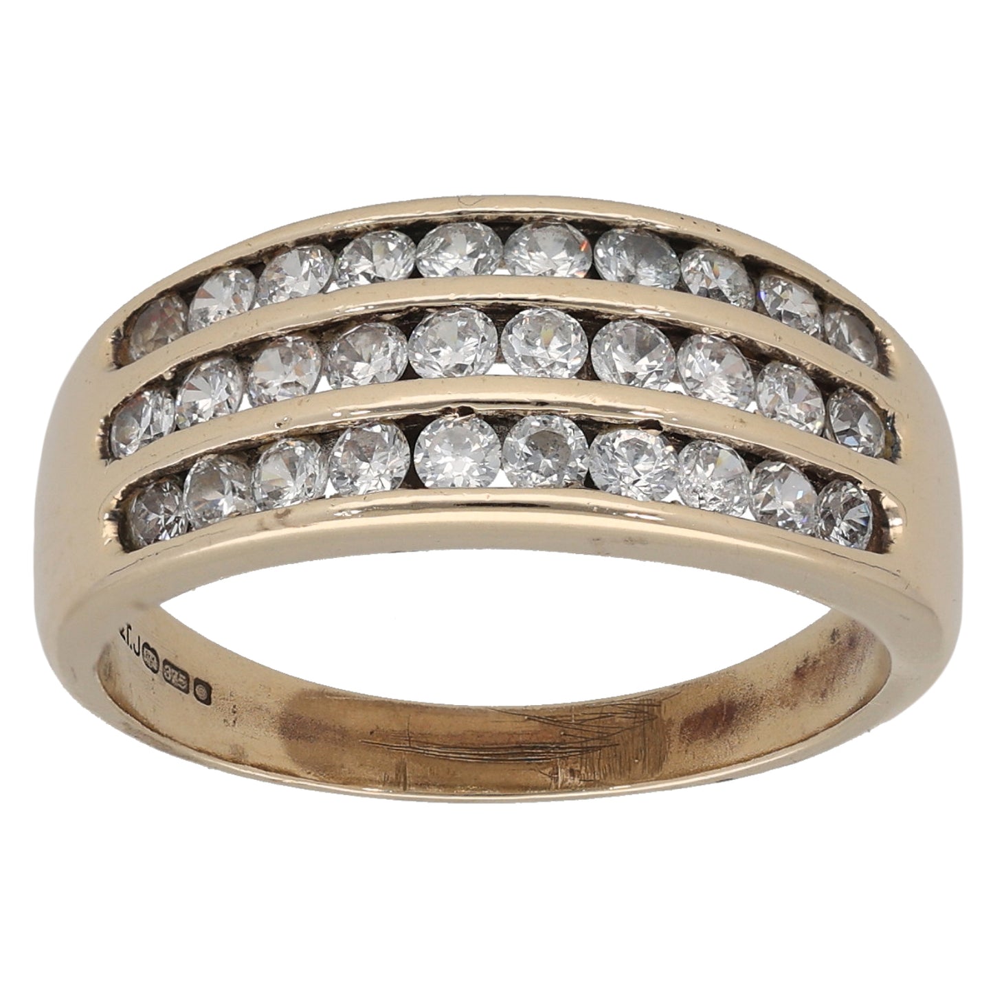 9ct Gold Cubic Zirconia Dress/Cocktail Ring Size Q