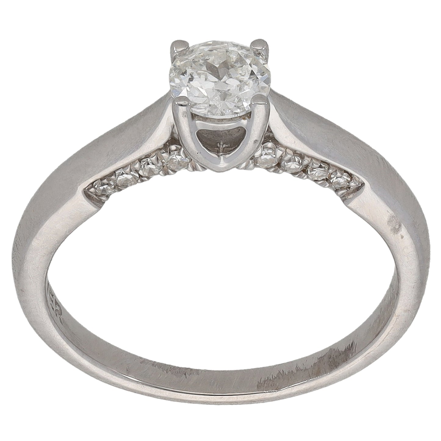 18ct White Gold 0.50ct Diamond Solitaire Ring With Accents Size K