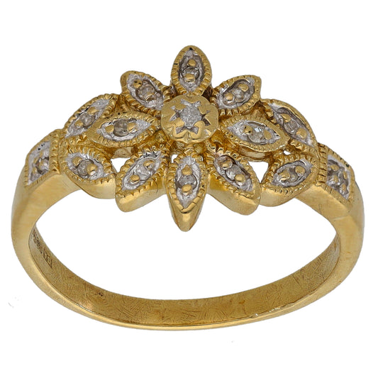 9ct Gold 0.075ct Diamond Dress/Cocktail Ring Size M