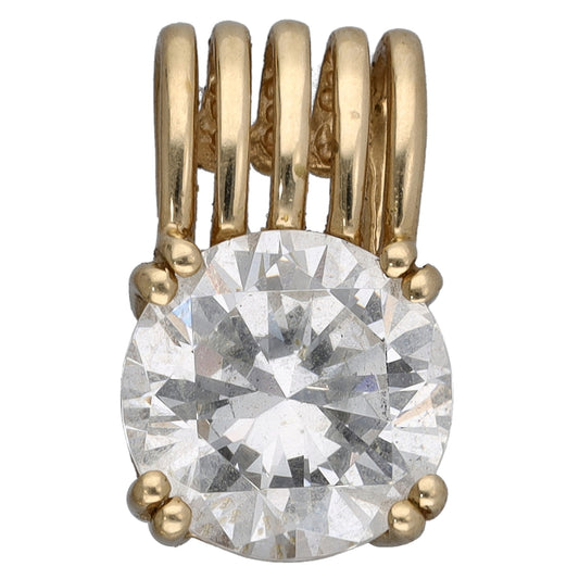 14ct Gold Cubic Zirconia Single Stone Pendant