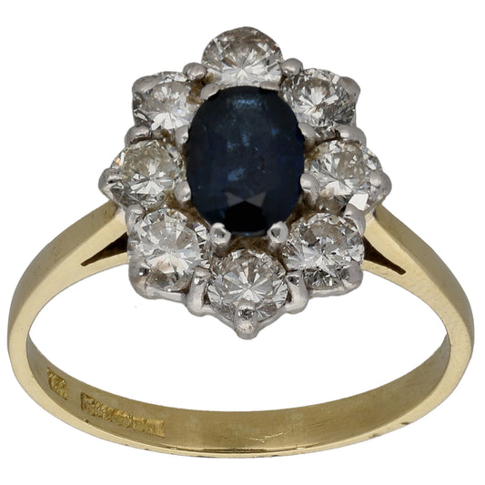 18ct Gold 0.80ct Diamond & Sapphire Dress/Cocktail Ring Size L