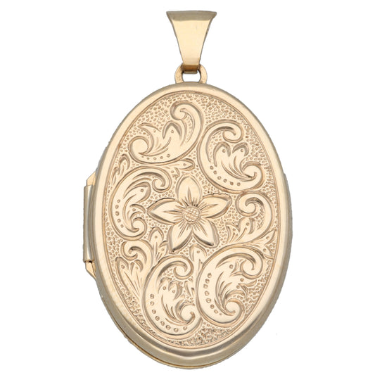 9ct Gold Patterned Locket Pendant