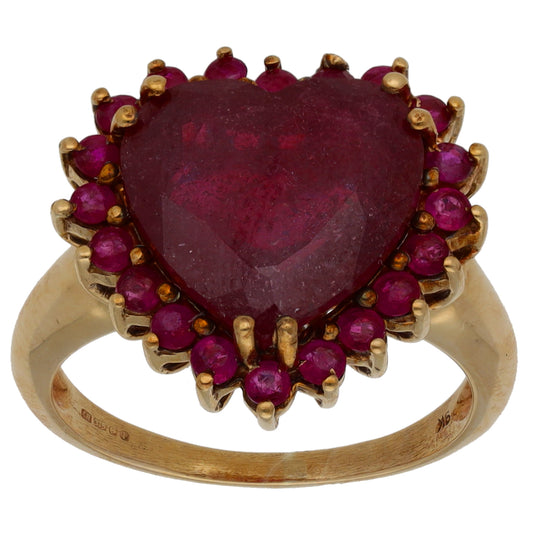 9ct Gold Glass Filled Ruby Dress/Cocktail Ring Size N