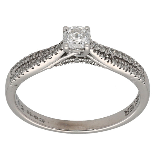 18ct White Gold 0.40ct Diamond Solitaire Ring With Accent Stones Size P