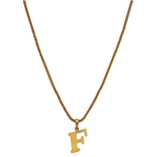 22ct Gold Initial F Pendant With Chain