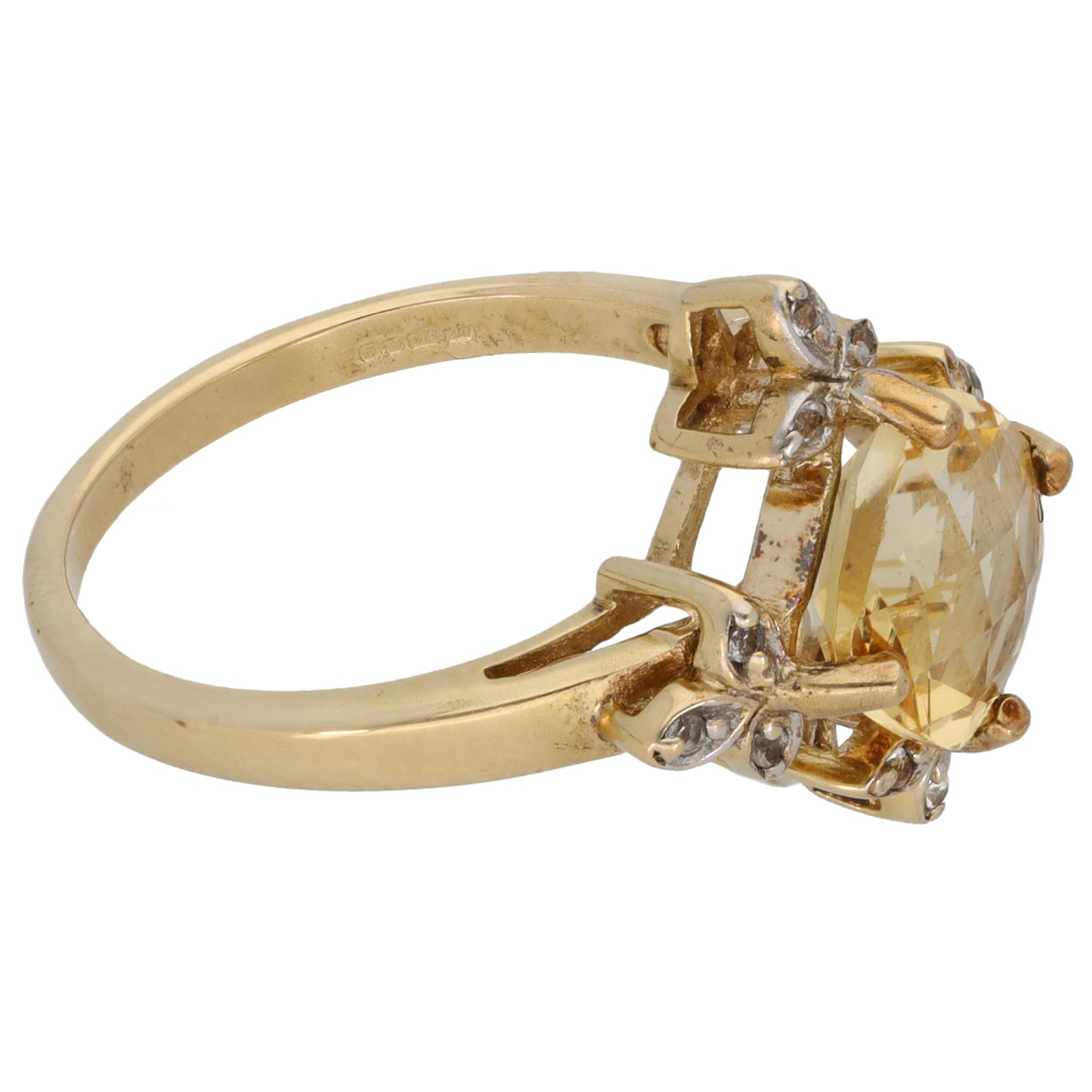 9ct Gold Citrine & Imitation Gems Dress/Cocktail Ring Size N