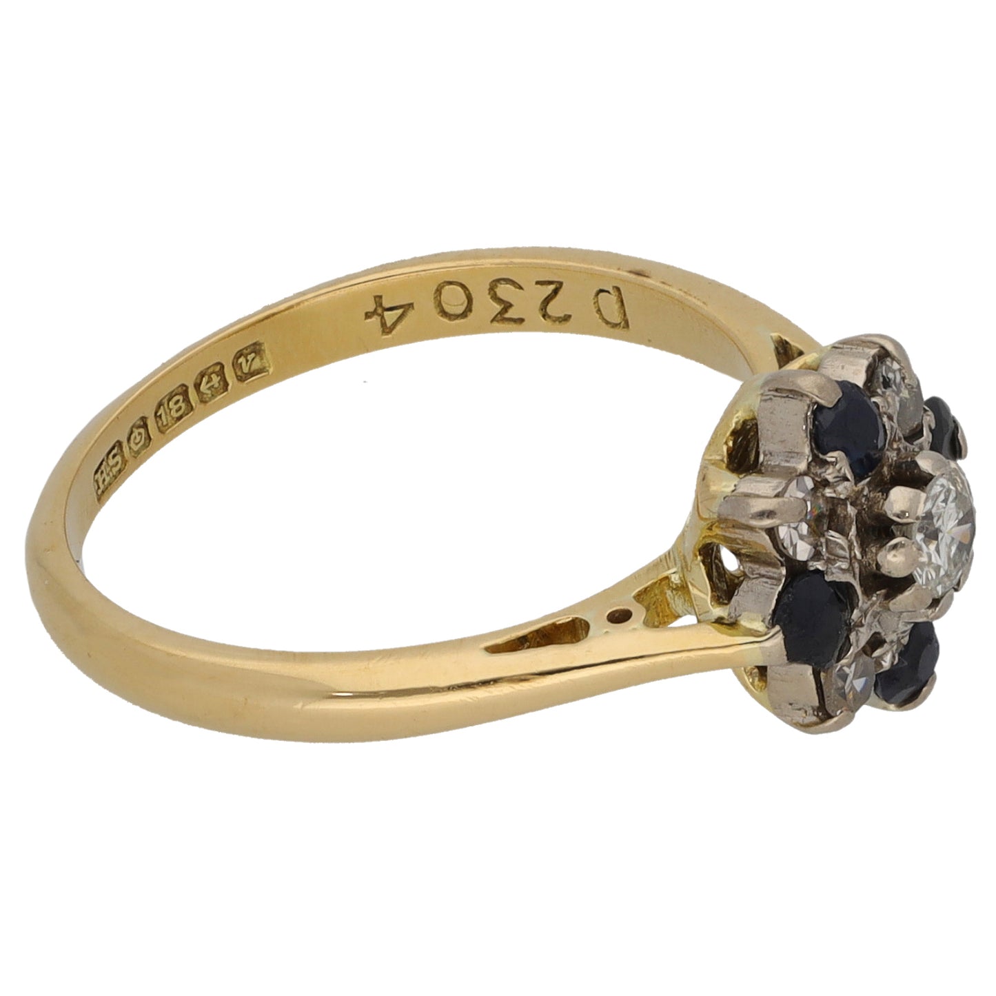 18ct Gold Sapphire & 0.22ct Diamond Dress/Cocktail Ring Size K