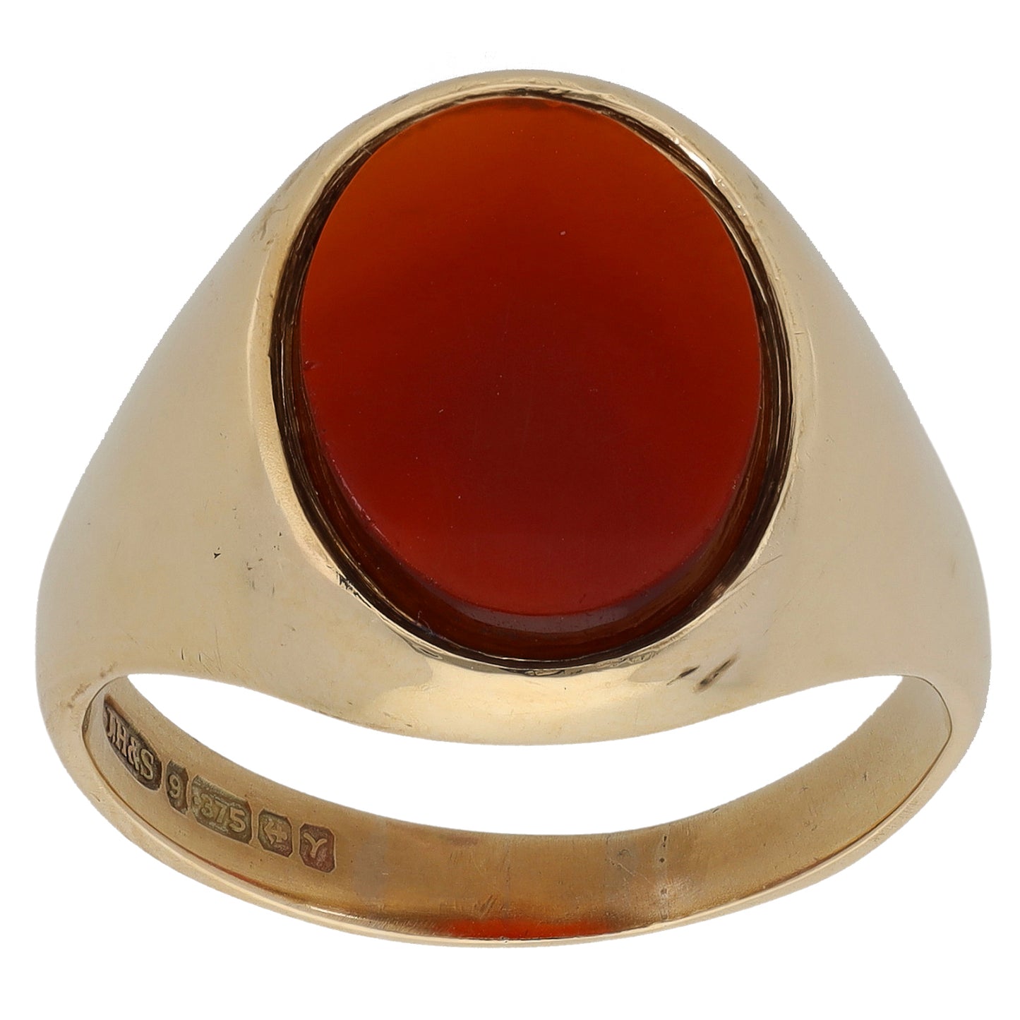 9ct Gold Carnelian Signet Ring Size W