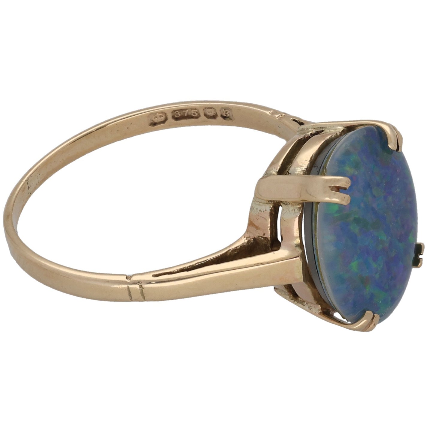 9ct Gold Opal Triplet Single Stone Ring Size N