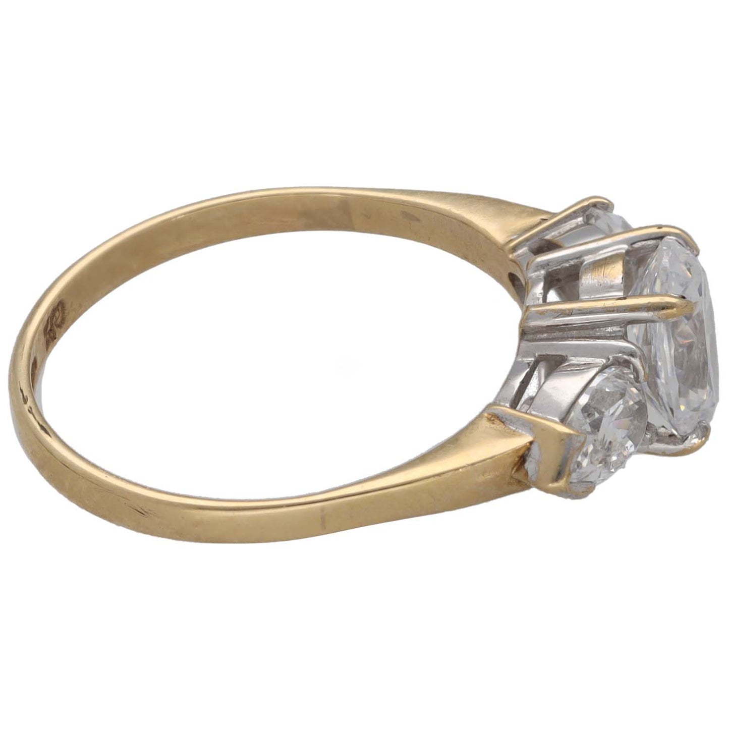 9ct Gold Cubic Zirconia Three Stone Ring Size Q