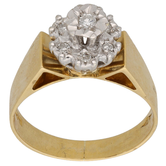 18ct Gold 0.07ct Diamond Cluster Ring Size N