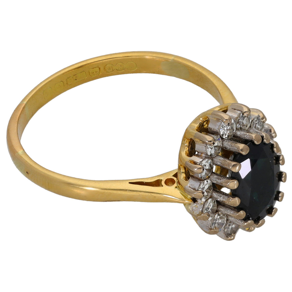 18ct Gold Sapphire & 0.42ct Diamond Dress/Cocktail Ring Size T