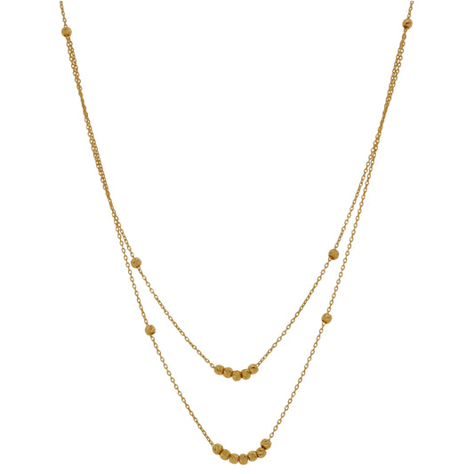 New 22ct Gold 2 Layered Bead Necklace 18"