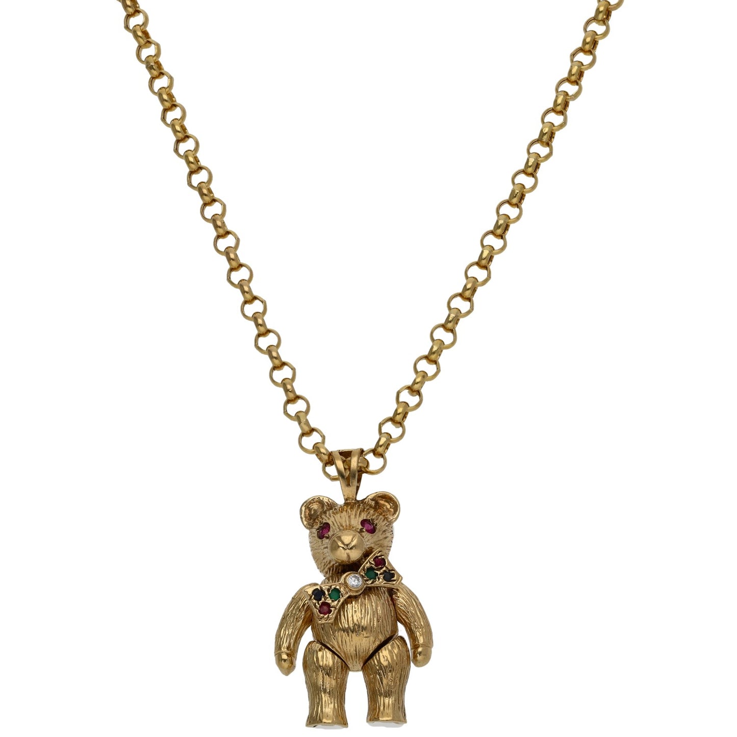 9ct Gold Imitation Teddy Bear Pendant With Chain