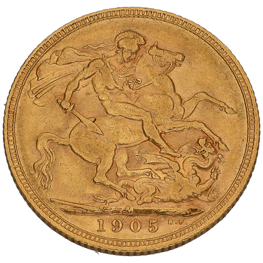 22ct Gold King Edward VII Full Sovereign Coin 1905