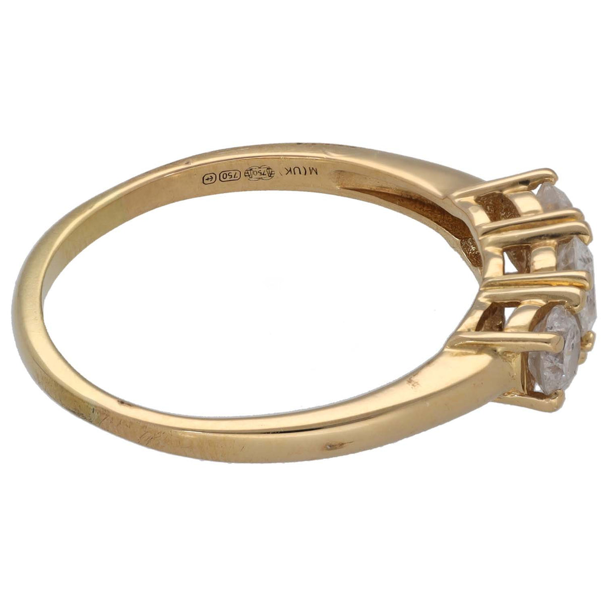 18ct Gold 1.02ct Diamond Trilogy Ring Size T