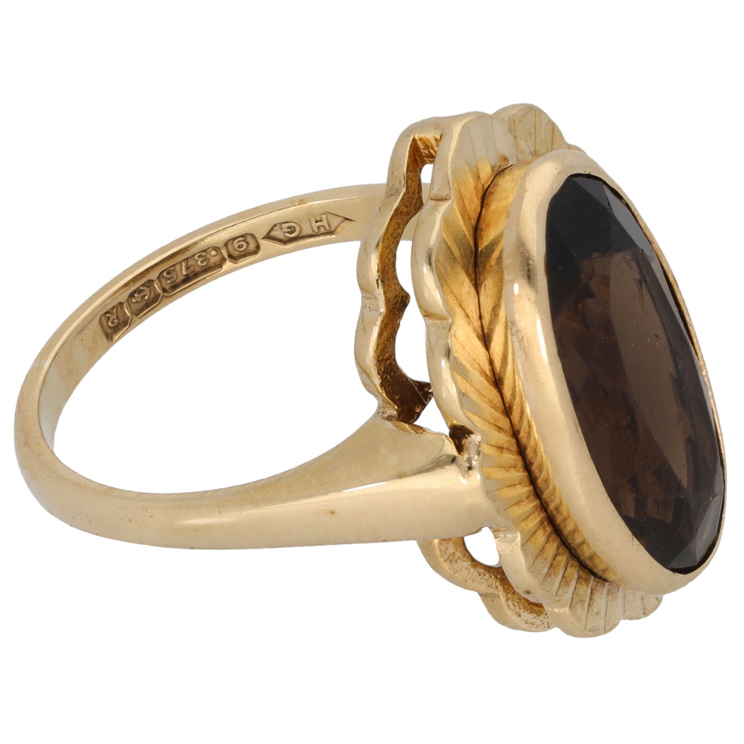 9ct Gold Smoky Quartz Single Stone Ring Size K