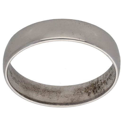 9ct White Gold Plain Wedding Ring Size T