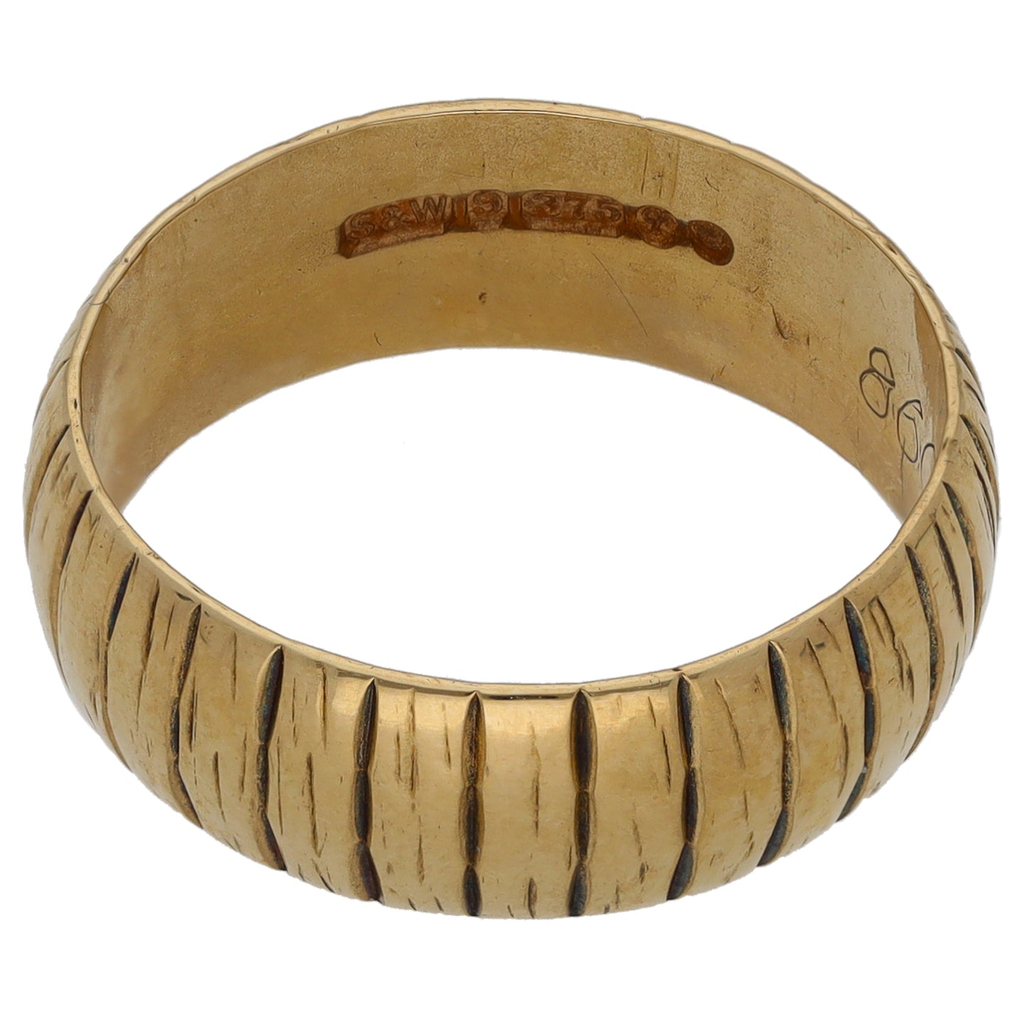 9ct Gold Patterned Wedding Ring Size O