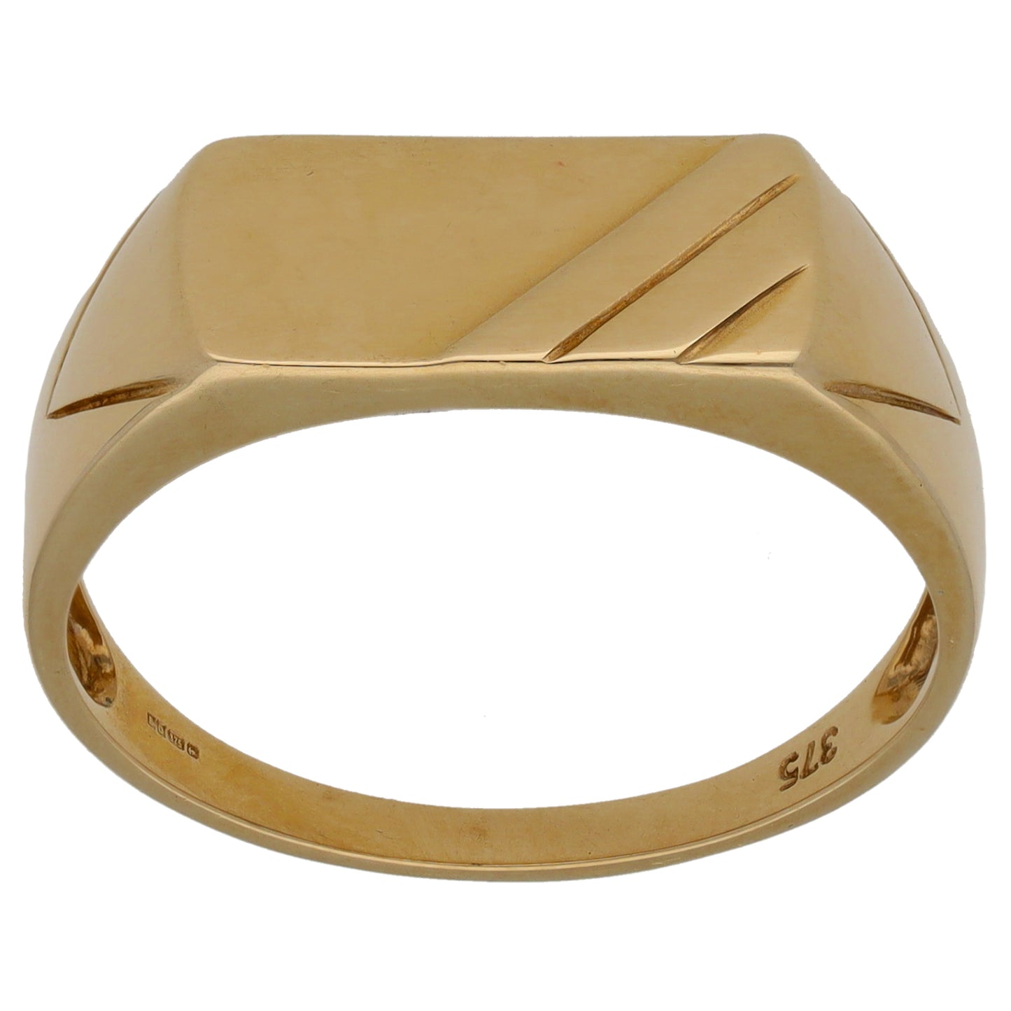 9ct Gold Patterned Signet Ring Size U