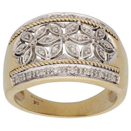9ct Gold 0.175ct Diamond Dress/Cocktail Ring Size P