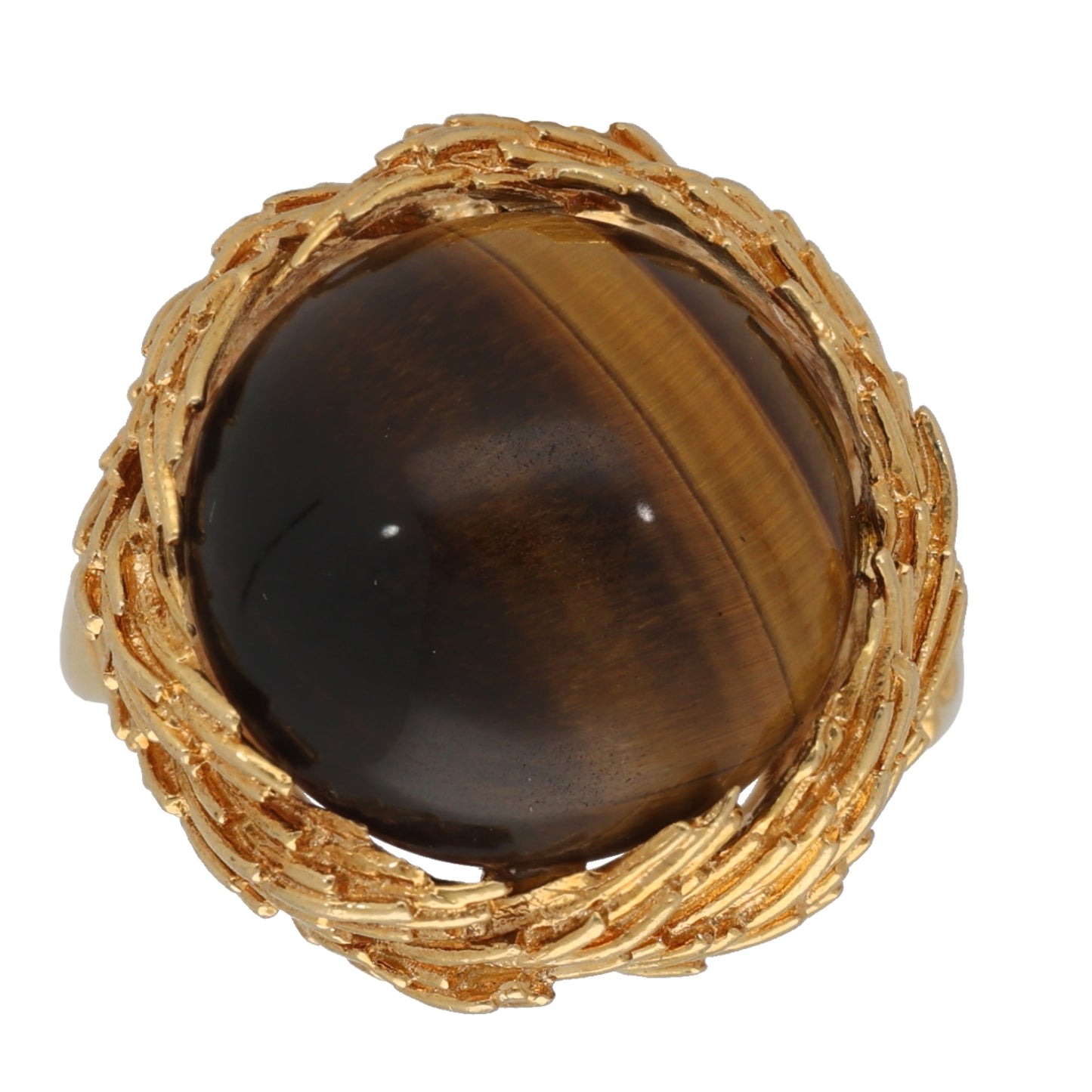 18ct Gold Tiger's Eye Single Stone Ring Size L