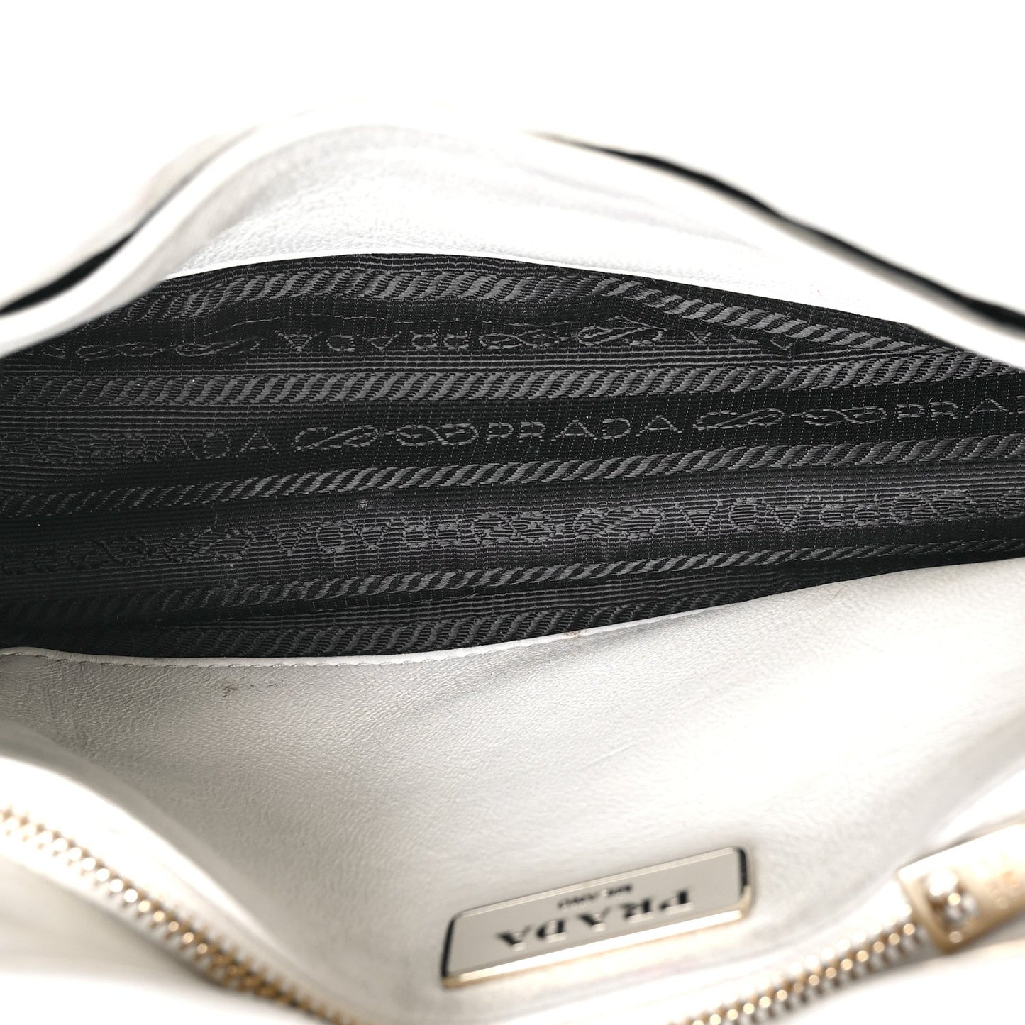 Prada Triangle Quilted Patchwork System Flap Nappa Re-Nylon Bag - White