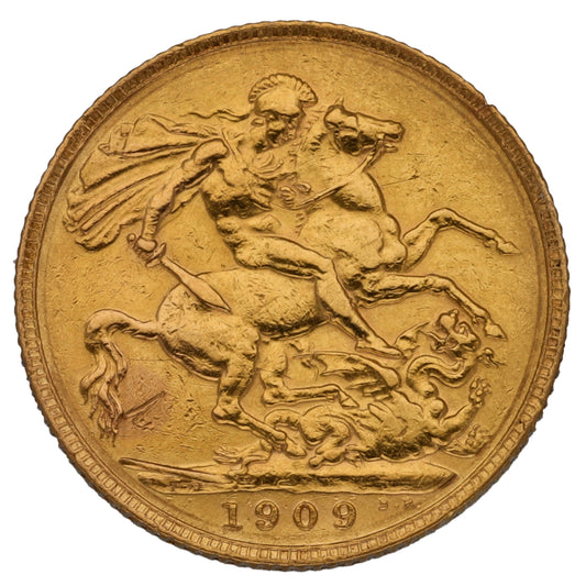 22ct Gold King Edward VII Full Sovereign Coin 1909