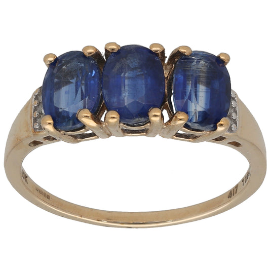 9ct Gold 0.03ct Diamond & Kyanite Dress/Cocktail Ring Size S