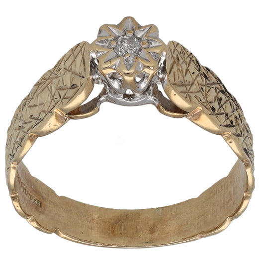 9ct Gold 0.03ct Diamond Solitaire Ring Size N