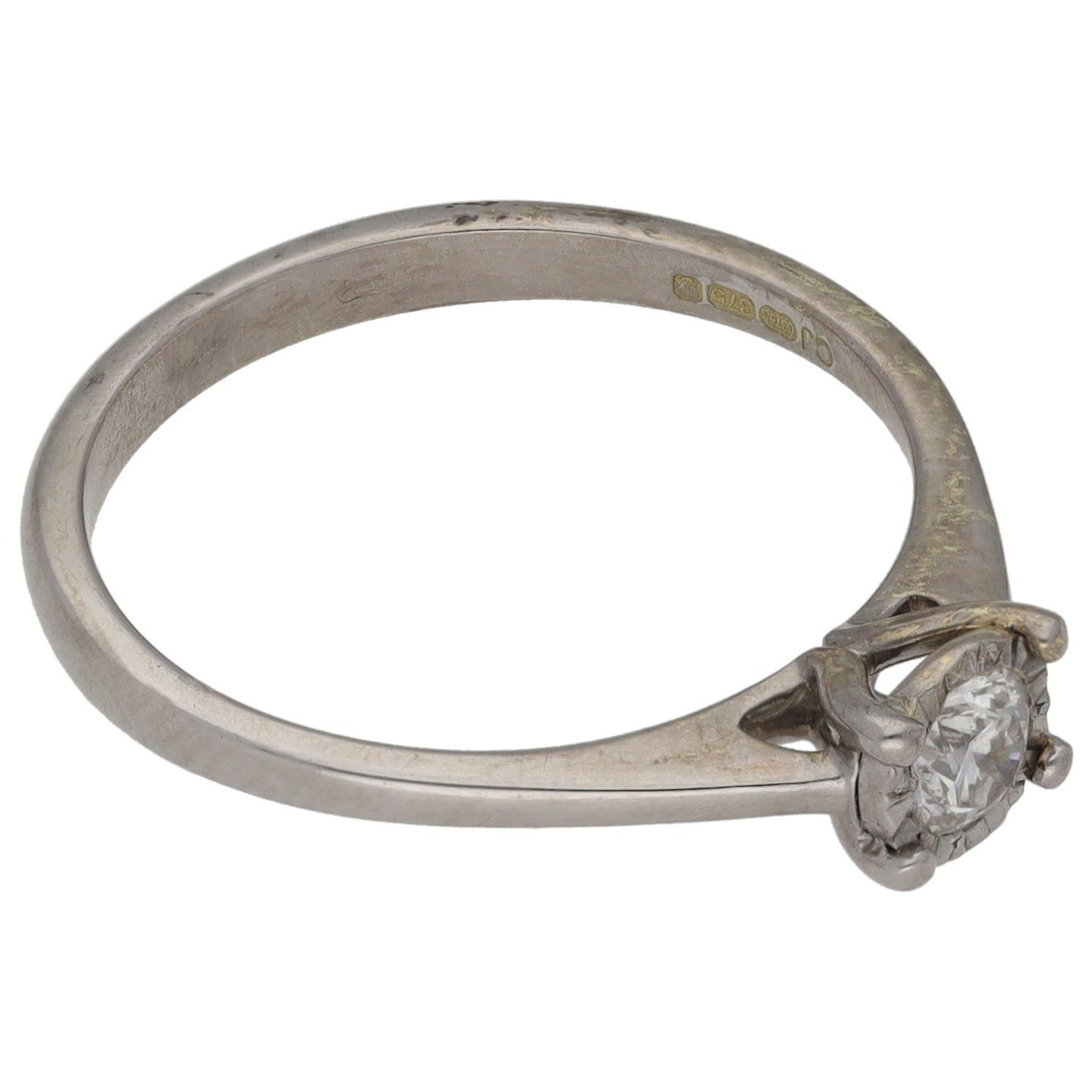 9ct White Gold 0.17ct Diamond Solitaire Ring Size L