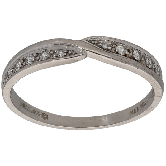 18ct White Gold 0.06ct Diamond Half Eternity Ring Size L