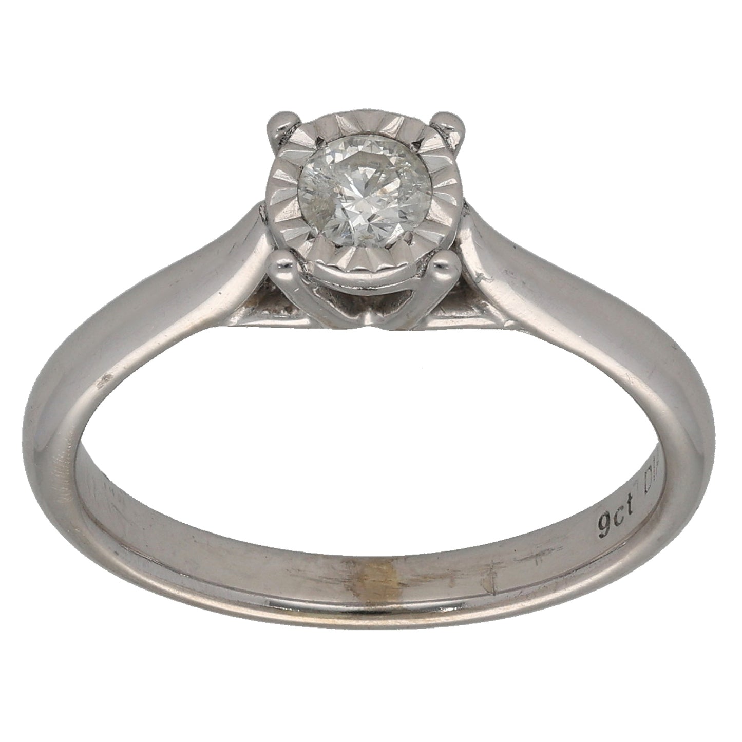 9ct White Gold 0.25ct Diamond Solitaire Ring Size P